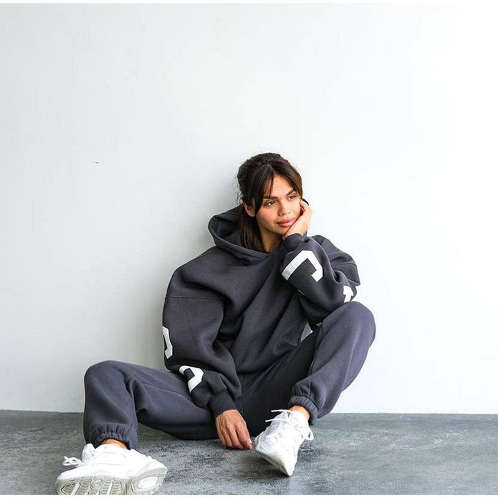 Damen Lässiger Oversize-SwEchoarchivtanzug mit Kapuze und elastischem Bund Echoarchiv