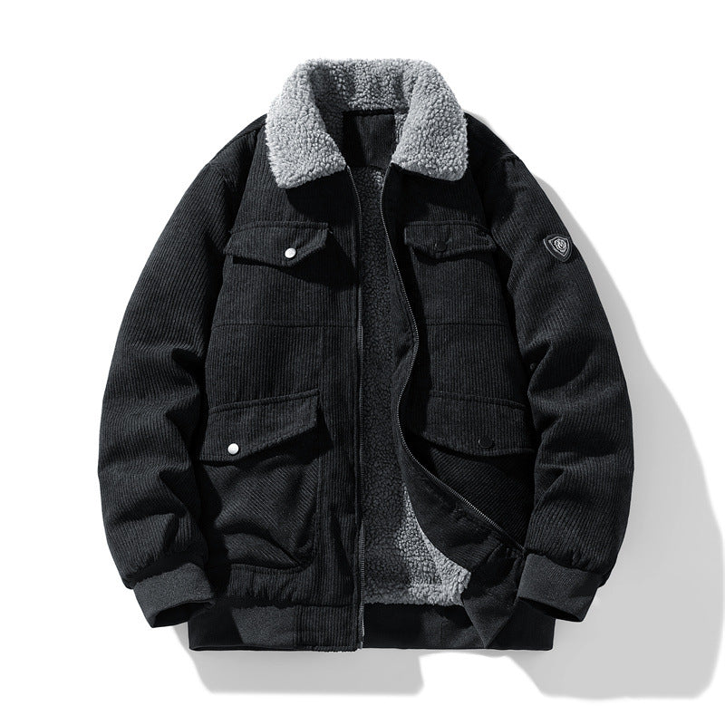 Herren Cord-Fieldjacke mit Teddyfutter, gesteppter Isolierung und Multifachtaschen Echo Archiv