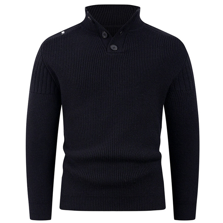 Herren Strickpullover mit hohem Kragen und Knopfdetails Echoarchiv