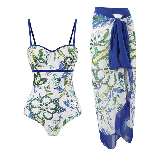 Damen Einteiler Badeanzug mit elegantem Wickelrock Echo Archiv