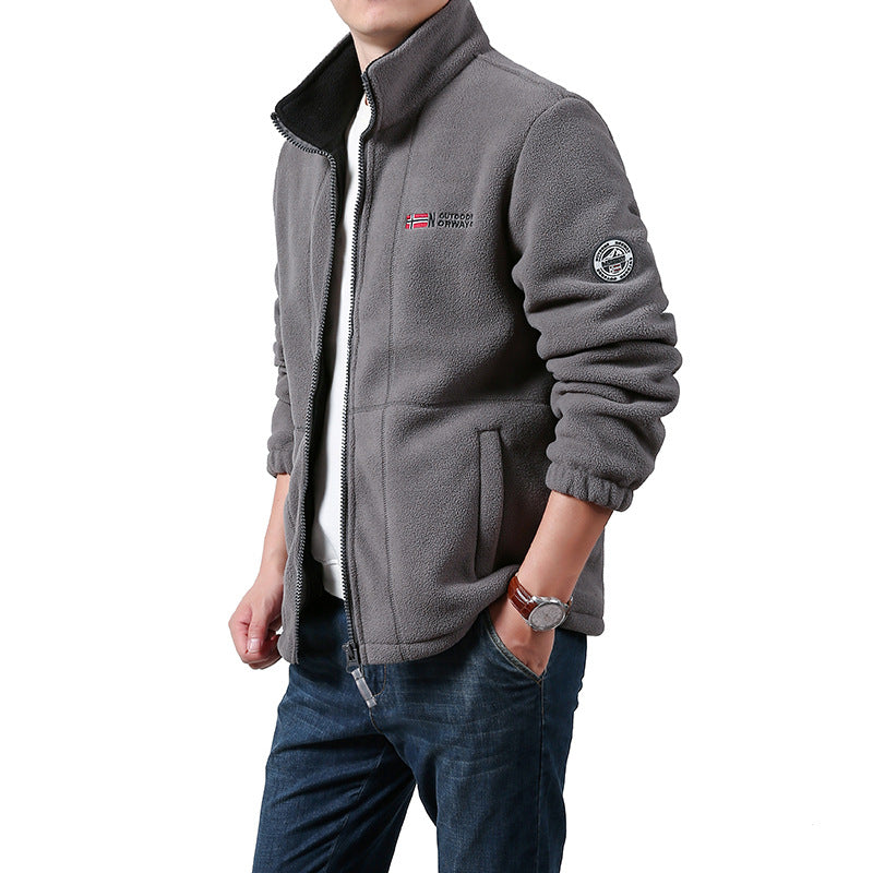 Herren Wärmende Fleecejacke mit Stehkragen, durchgehendem Reißverschluss & Eingrifftaschen Echo Archiv