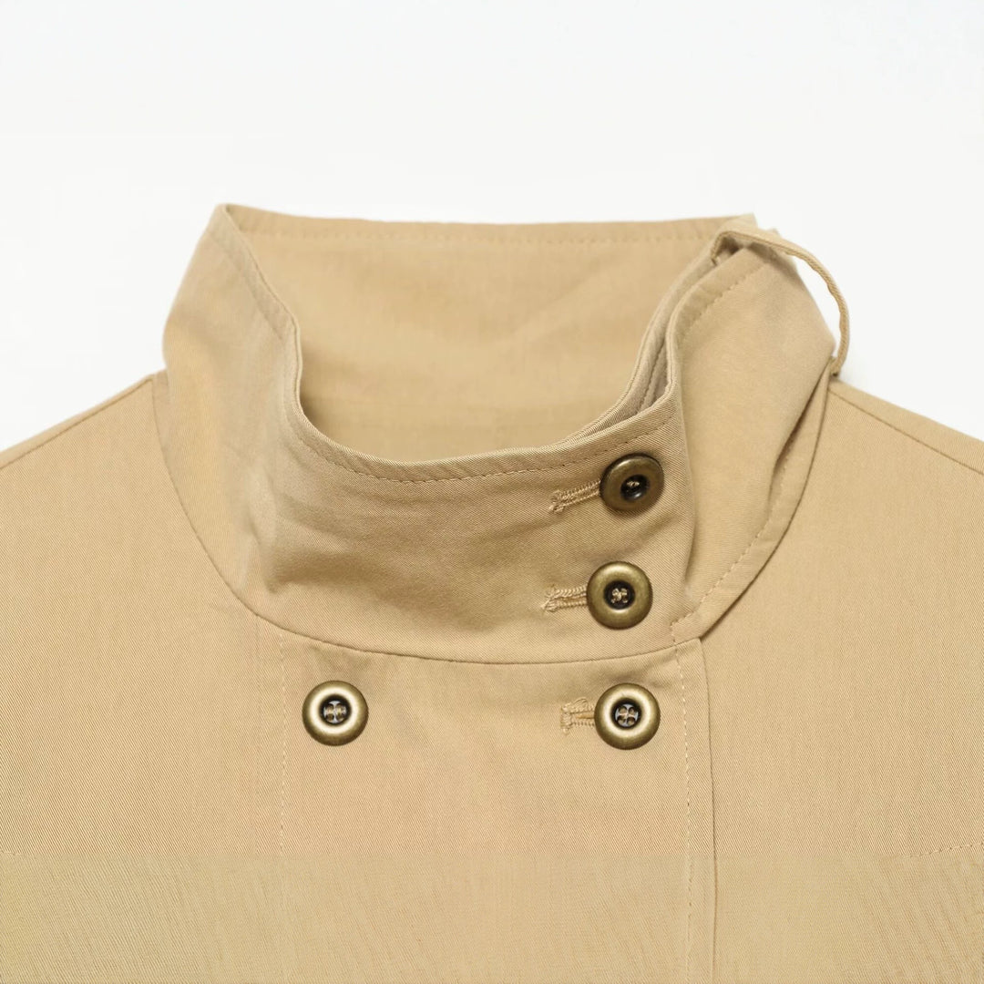 Damen Kurzgeschnittene doppeltreihige Utility-Jacke mit hohem Stehkragen Echo Archiv