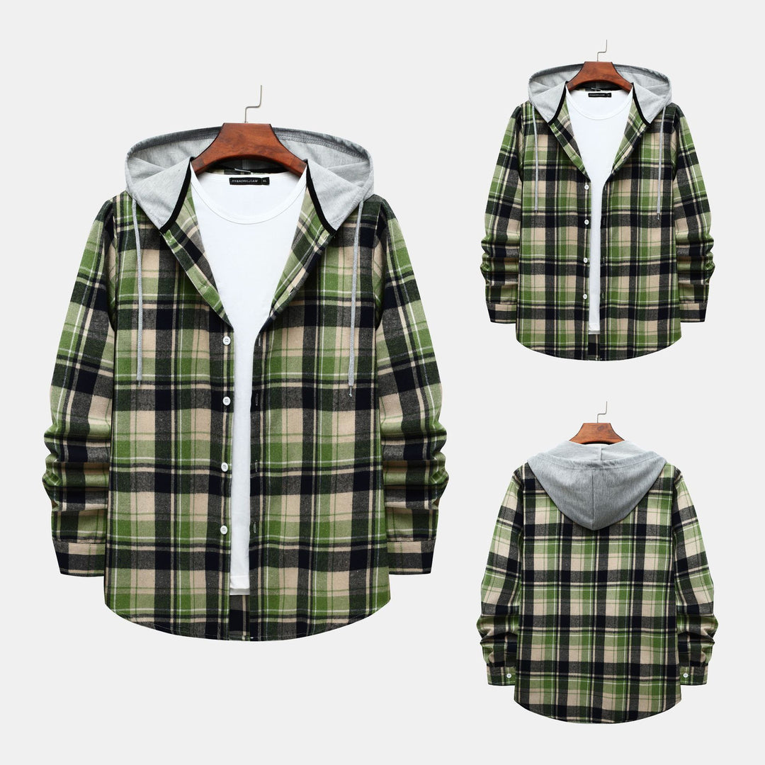 Herren Karierte Hemdjacke mit Kapuze und bequemer Passform Echoarchiv