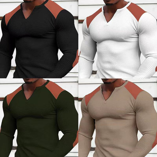 Herren Langarmshirt mit strukturiertem Stoff und Kontrastdetails Echoarchiv