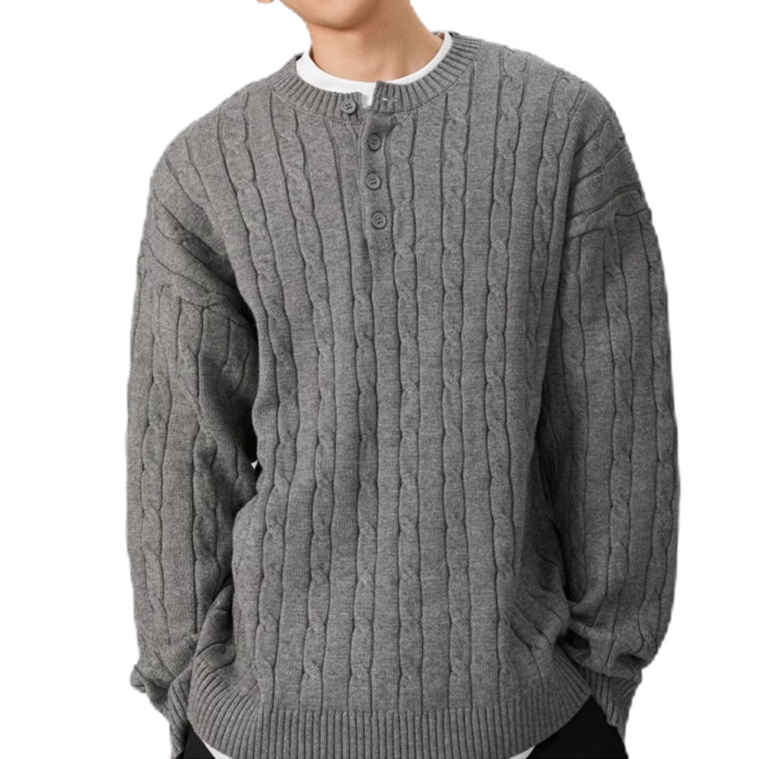 Herren Grobstrickpullover mit Knopfleiste Echo Archiv
