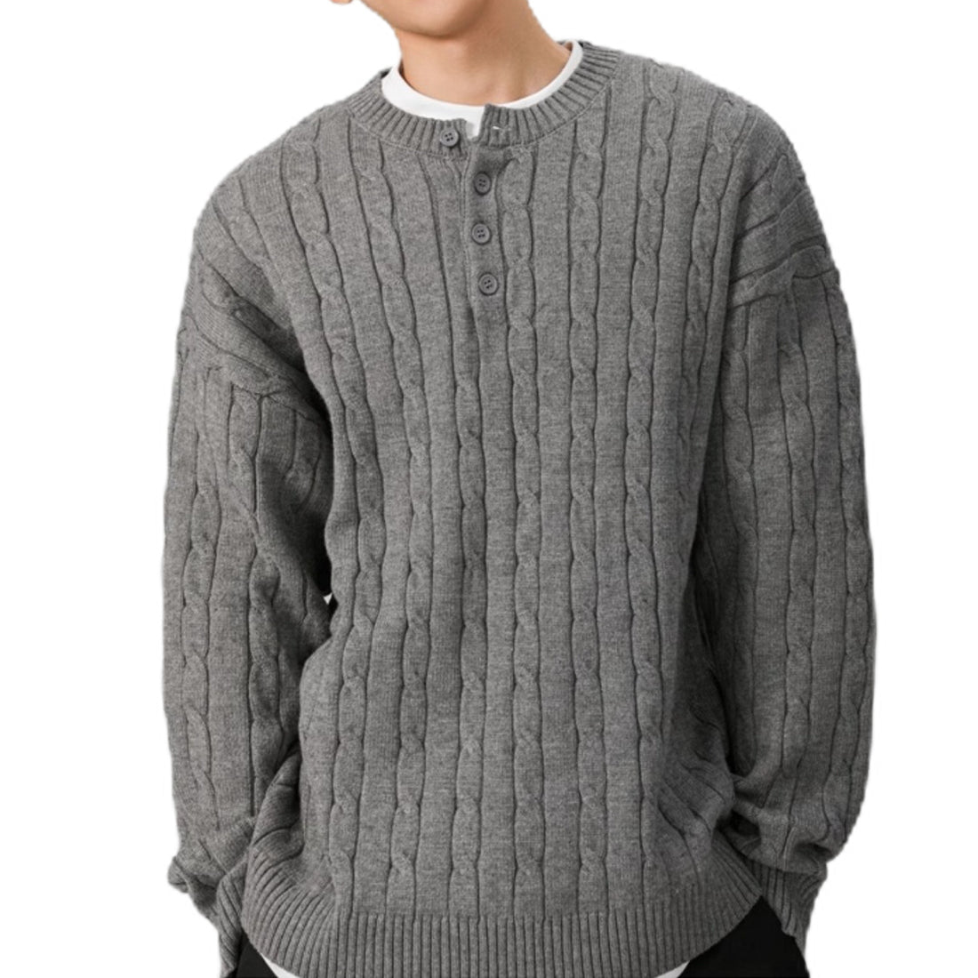 Herren Grobstrickpullover mit Knopfleiste Echo Archiv