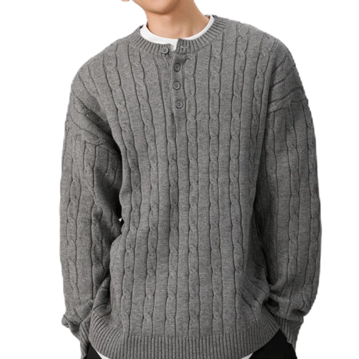 Herren Grobstrickpullover mit Knopfleiste Echo Archiv