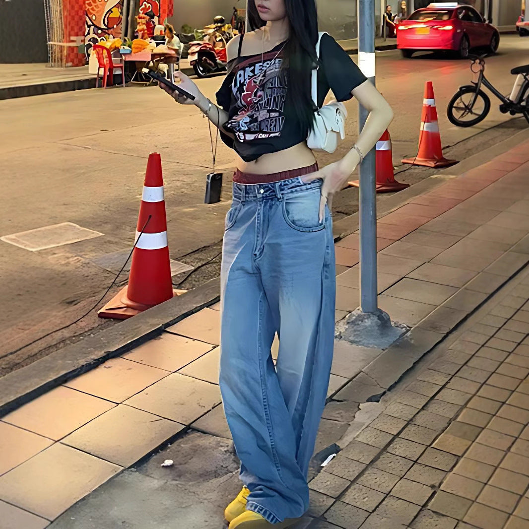 Damen Oversized T-Shirt mit kreativem Grafikdruck und lässiger Passform Echo Archiv