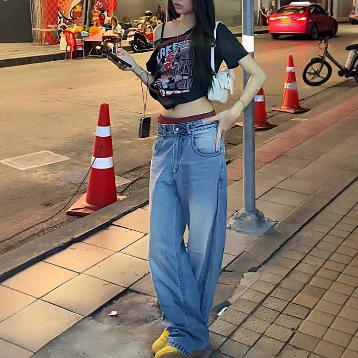 Damen Oversized T-Shirt mit kreativem Grafikdruck und lässiger Passform Echo Archiv