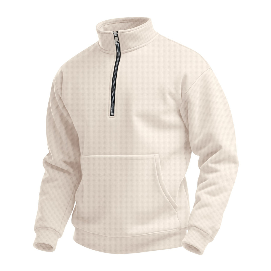 Unisex nan komfortabler Halbzip Pullover mit Kängurutasche und Stehkragen aus Strukturfleece Echo Archiv