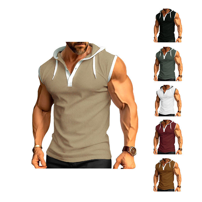 Herren ärmelloses Kapuzenshirt mit atmungsaktiver Struktur und modischem Design Echoarchiv