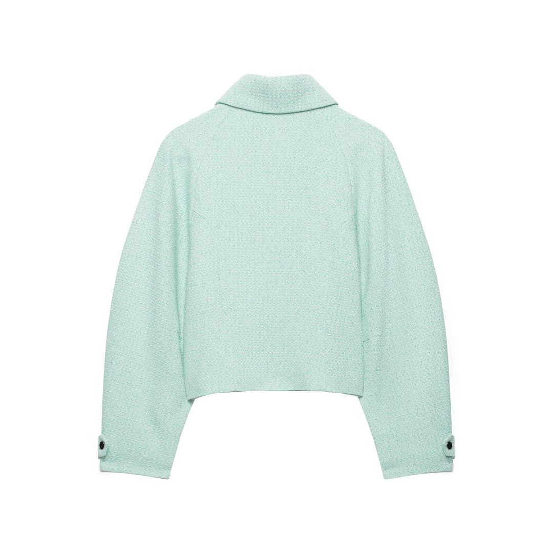 Damen Kurzblouson aus Bouclé mit verdecktem Reißverschluss und Umschlagmanschetten Echo Archiv