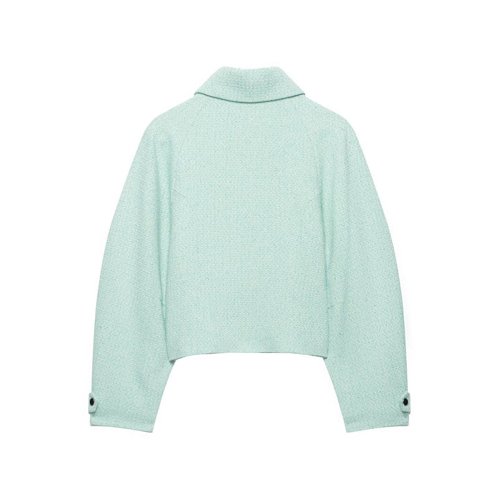 Damen Kurzblouson aus Bouclé mit verdecktem Reißverschluss und Umschlagmanschetten Echo Archiv