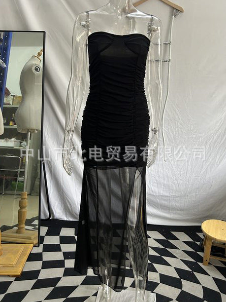 Damen Elegantes schulterfreies Maxikleid mit Rüschendetails Echo Archiv