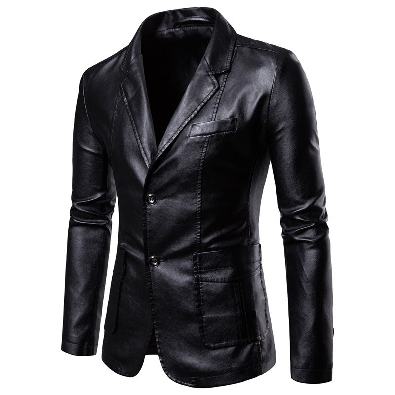 Herren elegante Kunstlederjacke mit modernem Schnitt und praktischen Taschen Echoarchiv