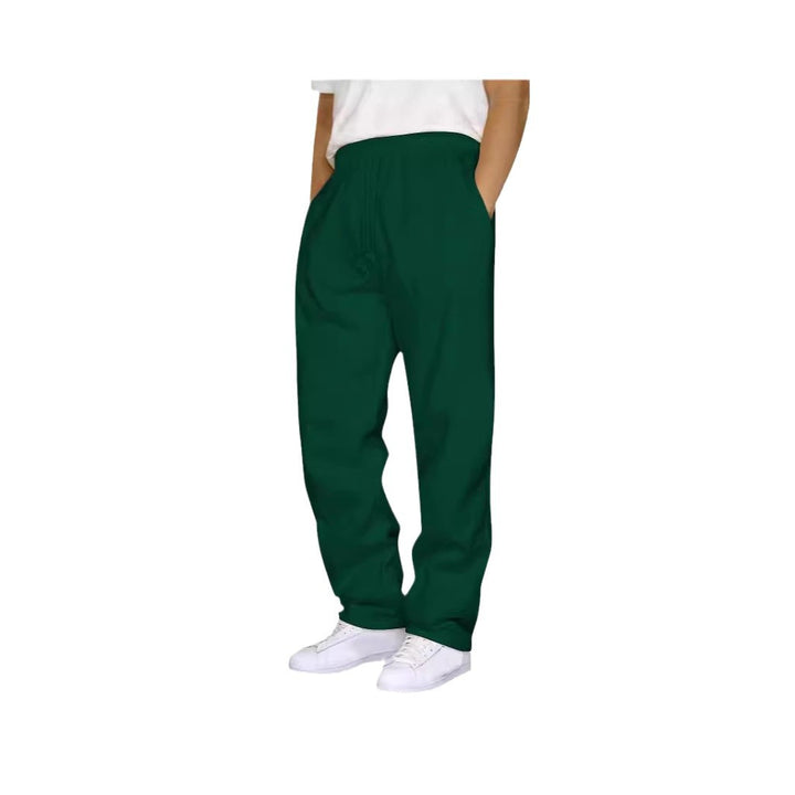 Damen ungekürzte Relax-Freizeithose mit hohem Komfortbund, innenliegendem Kordelzug und seitlichen Eingrifftaschen – Avélisse