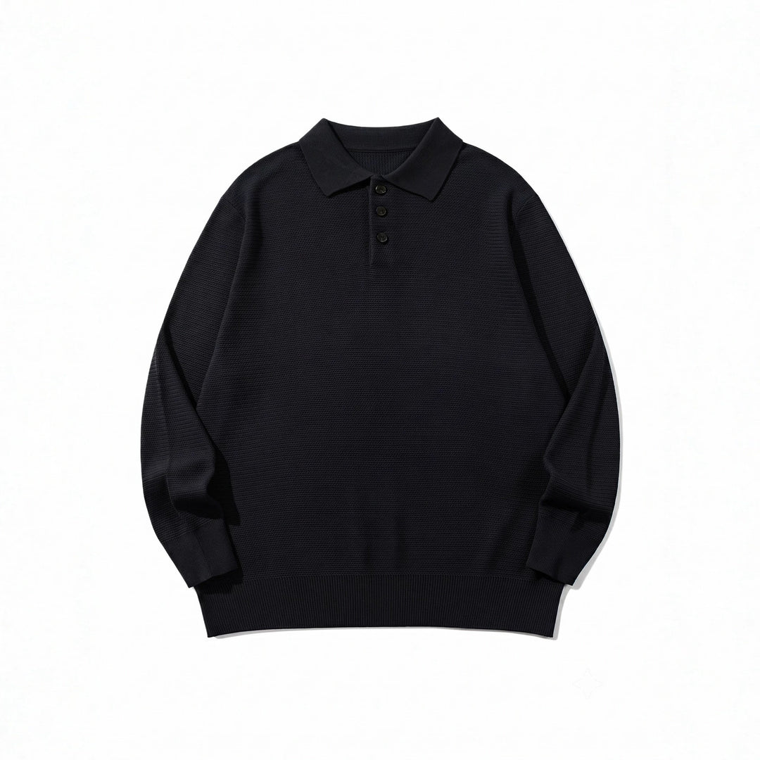 Unisex Waffelstrick-Polo im Relaxed-Fit mit dreifacher Knopfleiste und geripptem Saum Echoarchiv