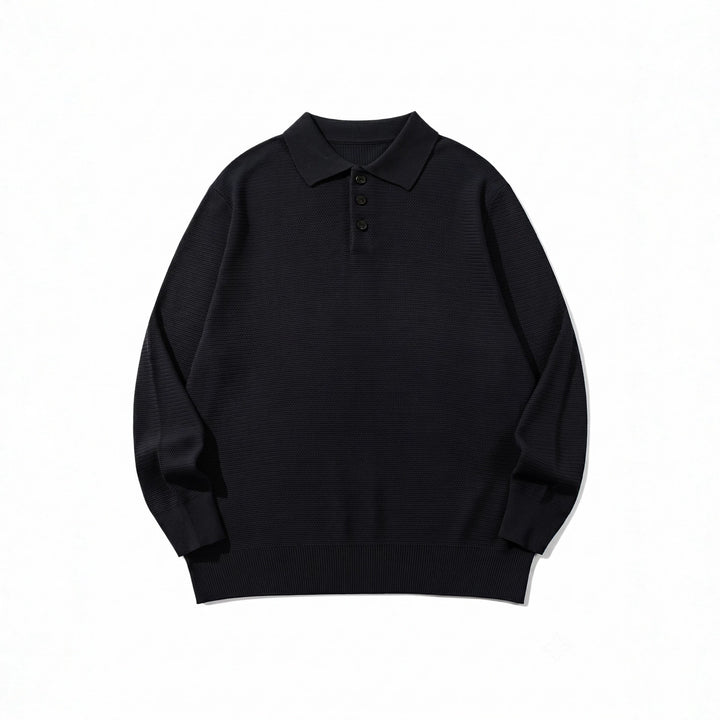 Unisex Waffelstrick-Polo im Relaxed-Fit mit dreifacher Knopfleiste und geripptem Saum Echoarchiv