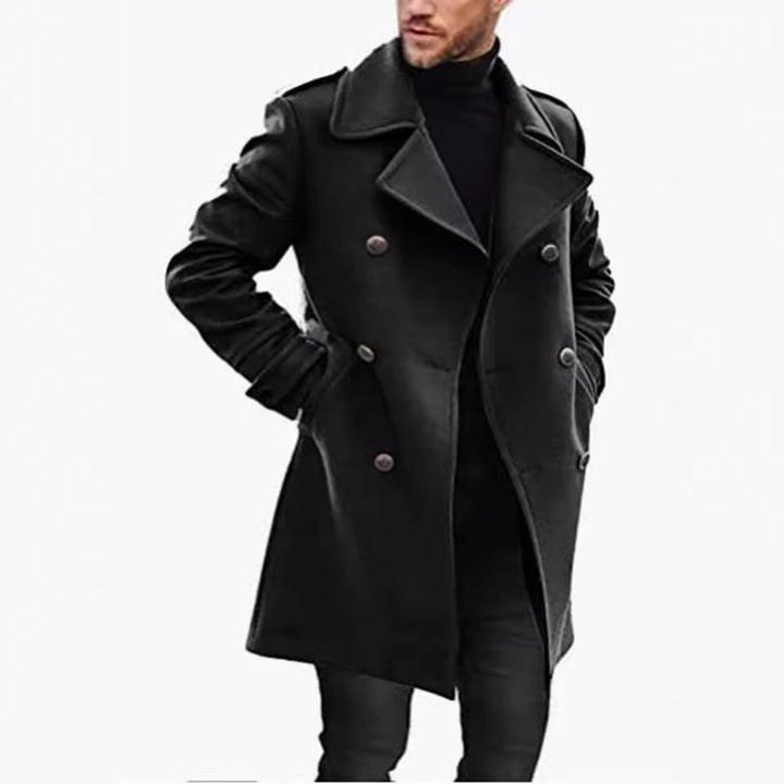 Herren eleganter, doppelreihiger Wollmantel Echoarchiv