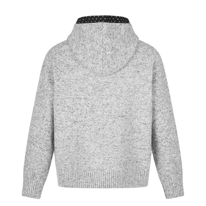 Damen Zip-Kapuzen-Strickjacke mit gepunkteter Kapuzenfütterung und Sternchen-Stickerei Echoarchiv