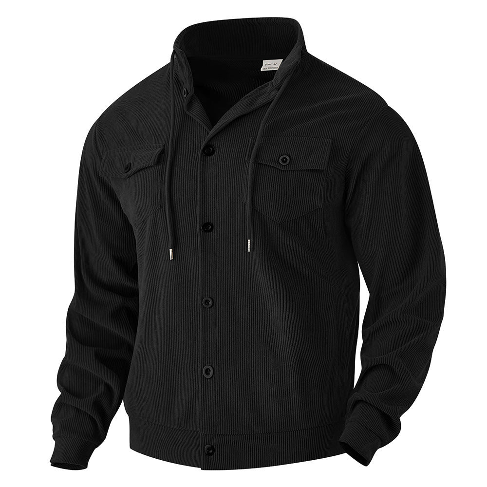 Herren nan strukturierte Cord-Workerjacke mit verdeckter Kapuze, Druckknopfverschluss und aufgesetzten Brusttaschen Echo Archiv