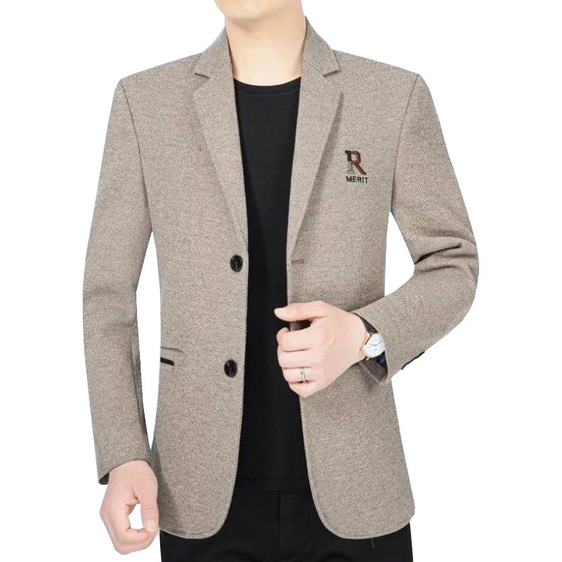Herren Sakko Slim-Fit aus strukturierter Wollmischung mit kontrastiertem Innenfutter – Tianoro