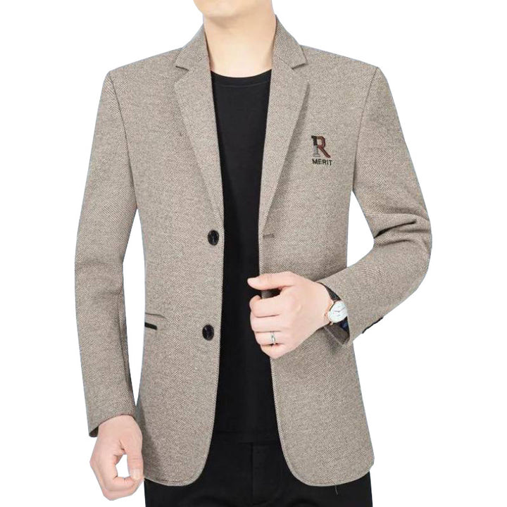 Herren Sakko Slim-Fit aus strukturierter Wollmischung mit kontrastiertem Innenfutter – Tianoro
