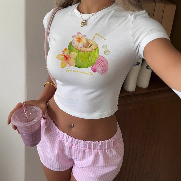 Damen Crop-Top mit fruchtigem Sommerdesign und lässigem Schnitt Echo Archiv