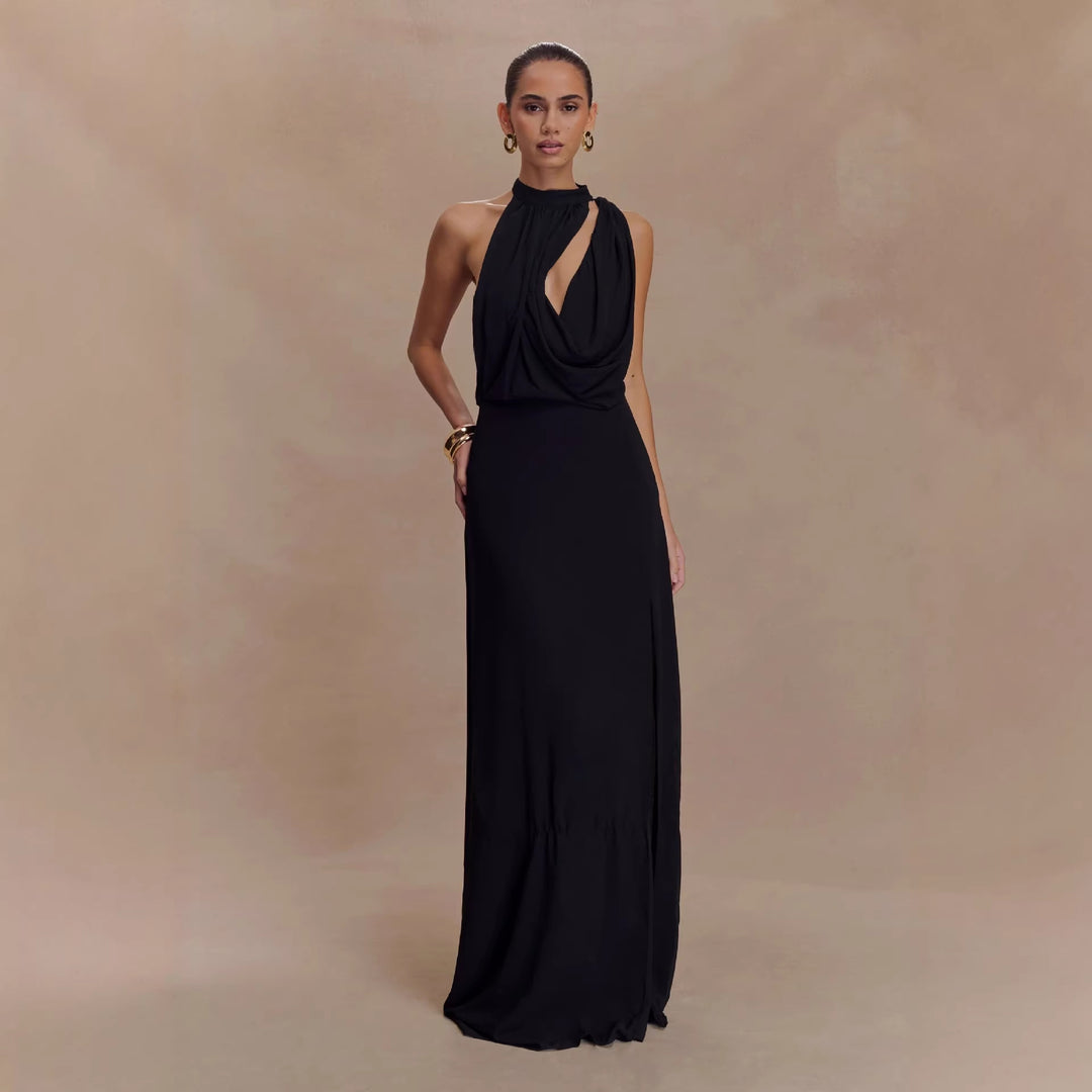 Damen Elegantes Maxi-Kleid mit drapiertem Oberteil Echo Archiv