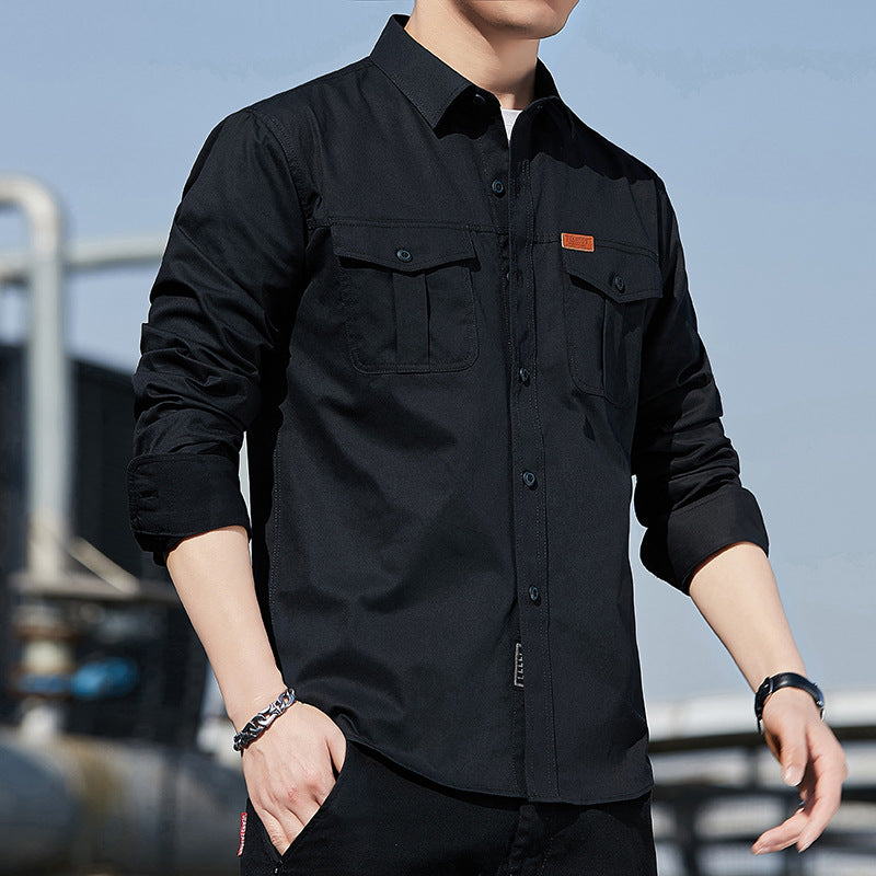 Herren leichtes Utility-Overshirt aus Baumwoll-Canvas mit Brustpattentaschen Echoarchiv