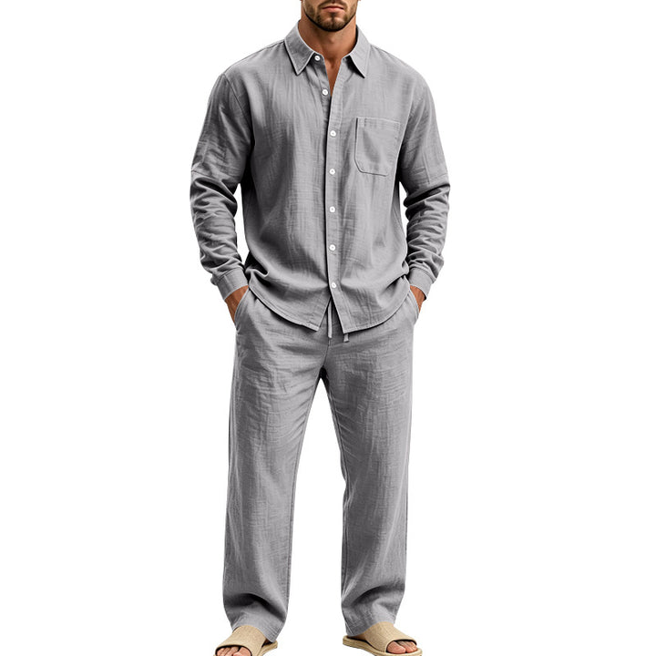 Herren entspanntes Leinen-Hemd und weite Loungewear-Hose Echoarchiv