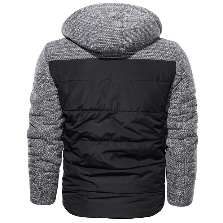 Herren Hybrid-Winterjacke mit gesteppter Thermoisolierung, Strickärmeln und Sherpa-Kapuzenfutter Echoarchiv