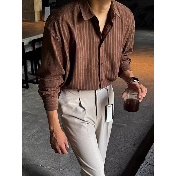 Herren Elegantes Langarmhemd mit feinen Streifen Echo Archiv