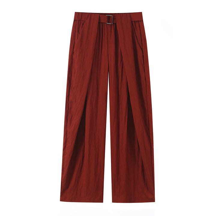 Damen Hochtaillierte Wide‑Leg Stoffhose mit Bundfalten und Bindegürtel Echo Archiv