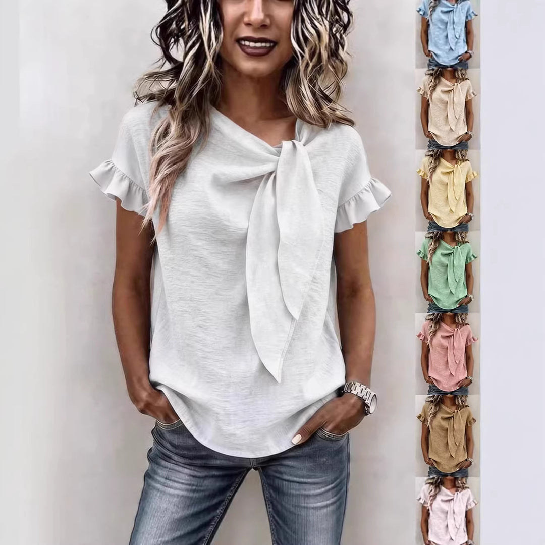 Damen Bluse mit Rüschenärmeln und Schleifendetail Echo Archiv