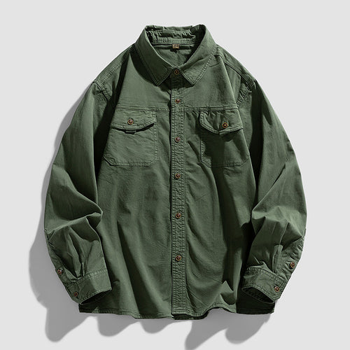 Herren Overshirt aus robustem Baumwoll‑Twill mit Pattentaschen und relaxed Fit Echo Archiv
