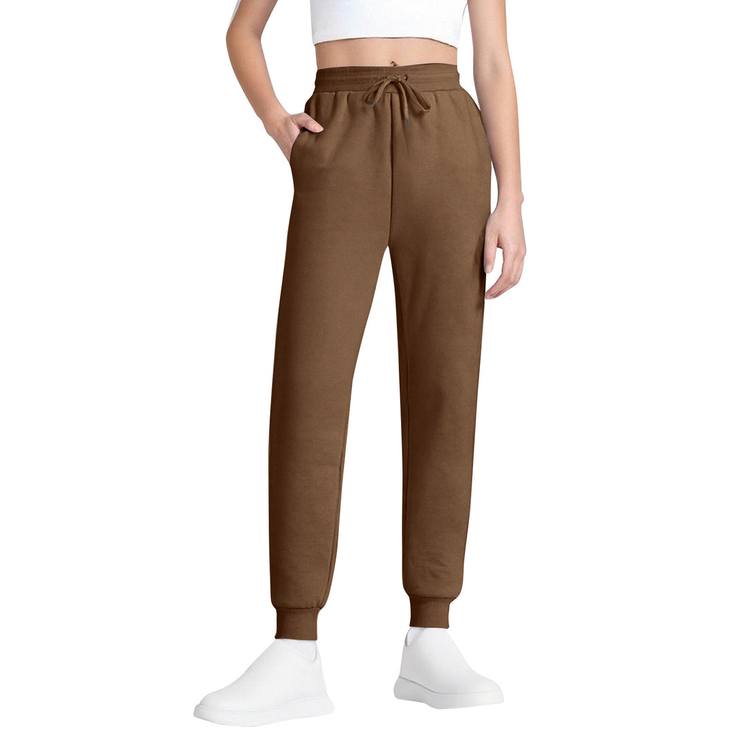 Damen schlanke hochgeschnittene Jogginghose mit Tunnelzug, Eingrifftaschen und Bündchen – Avélisse