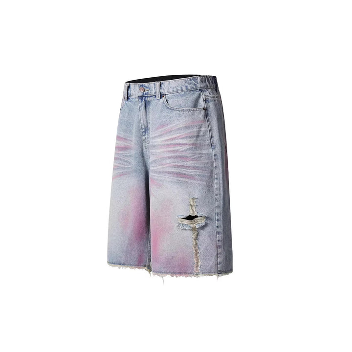 Damen Trendige Denim-Shorts mit einzigartigen Graffiti- und Destroyed-Details Echo Archiv