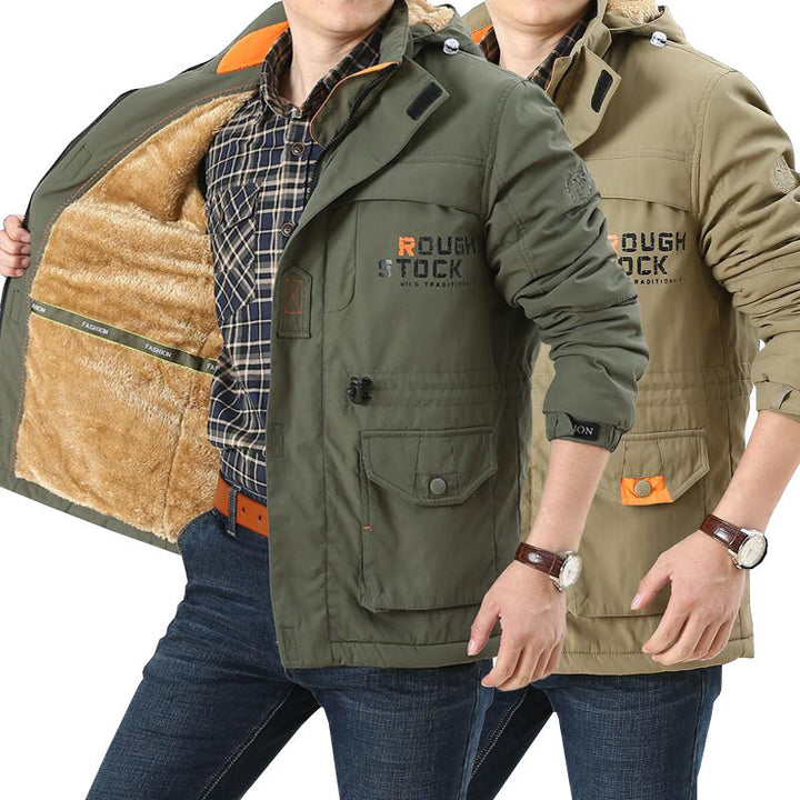 Herren nan thermisch gefütterter Utility-Parka mit weichem Teddyinnenfutter, Kapuze und multifunktionalen Taschen Echo Archiv
