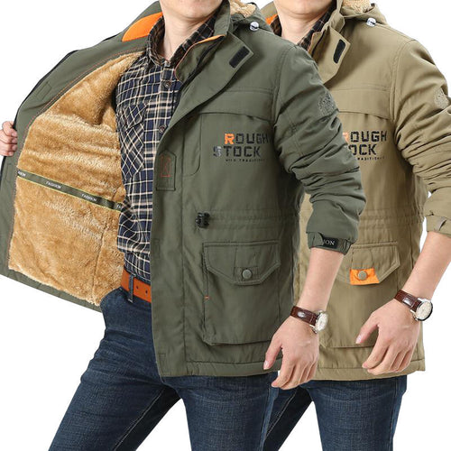 Herren nan thermisch gefütterter Utility-Parka mit weichem Teddyinnenfutter, Kapuze und multifunktionalen Taschen Echo Archiv