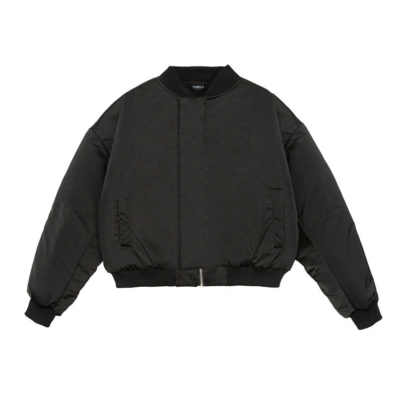 Unisex Kurz geschnittener Boxy-Puffer-Bomber mit minimalistischer Frontblende Echoarchiv