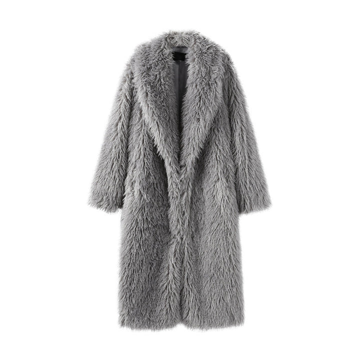 Damen Maxilanger Kunstpelzmantel mit langflorigem Hochflor und Oversize-Silhouette Echo Archiv