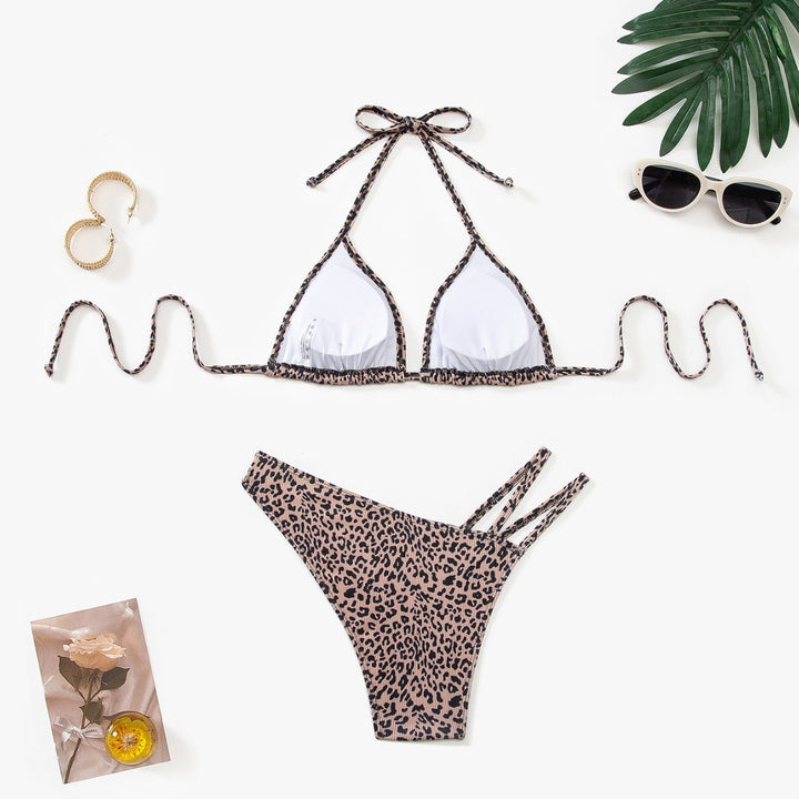 Damen Triangel-Bikini mit verstellbaren Trägern und modischem Leopardenmuster Echo Archiv
