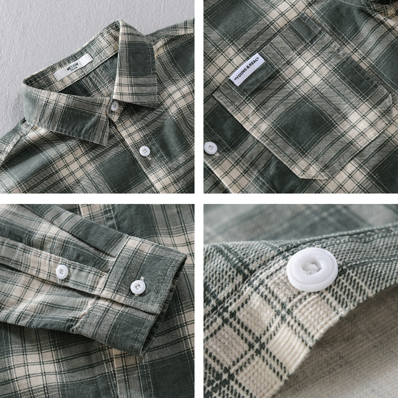 Herren Kariertes Flanellhemd im Overshirt‑Stil mit Brusttasche und Relaxed‑Fit Echoarchiv