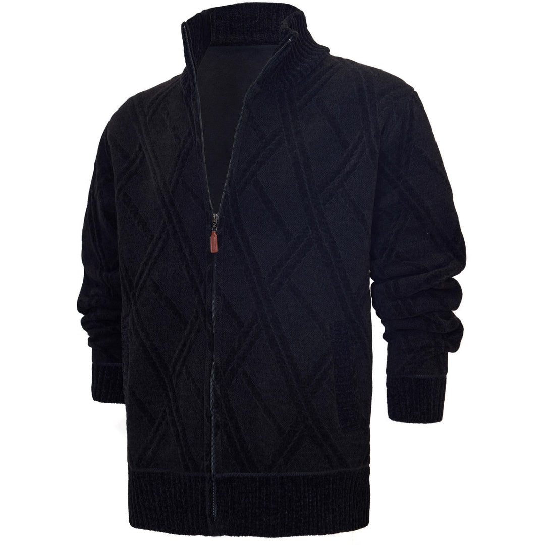 Herren Fleece-Jacke mit strukturierter Oberfläche und hohem Kragen Echoarchiv