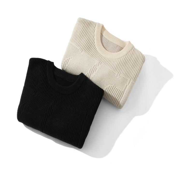 Unisex Strukturierter Oversize-Rundhalspullover mit Panel‑Strick Echoarchiv