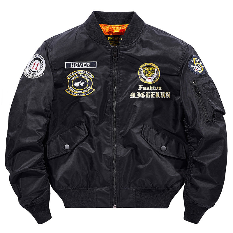Herren  bestickte pilot-inspirierte flug-bomberjacke mit seitlichem reißverschlusstaschen utility pocket Echo Archiv