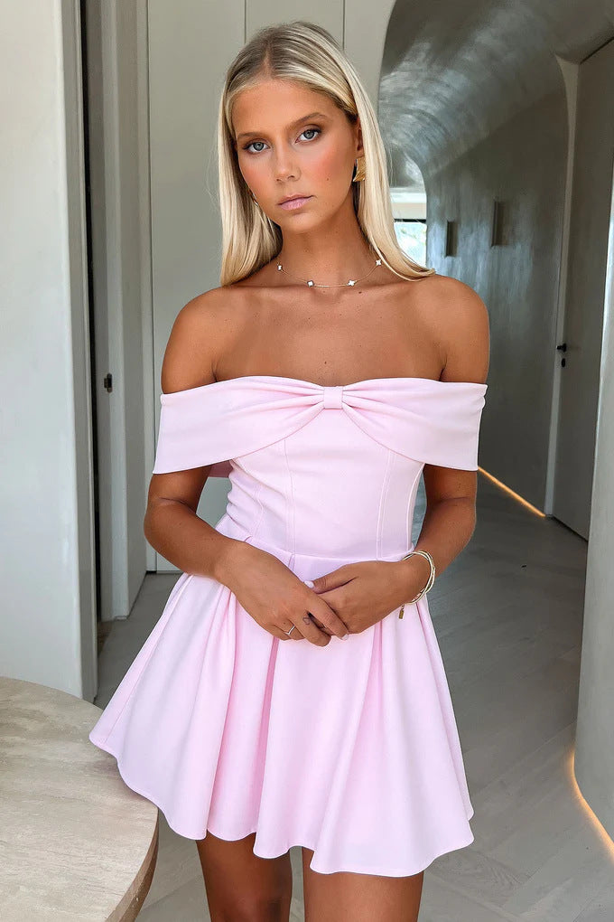 Damen Off-Shoulder Minikleid mit strukturiertem Bustier und schwingendem Rock Echo Archiv