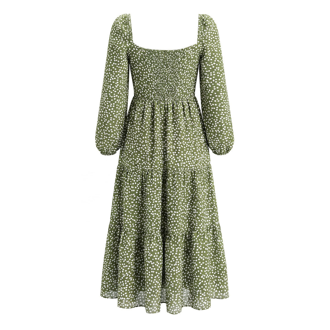 Damen Midikleid im Stufen-Design mit quadratischem Ausschnitt und Puffärmeln Echo Archiv