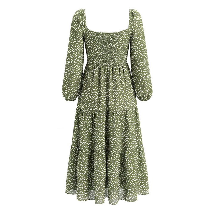 Damen Midikleid im Stufen-Design mit quadratischem Ausschnitt und Puffärmeln Echo Archiv